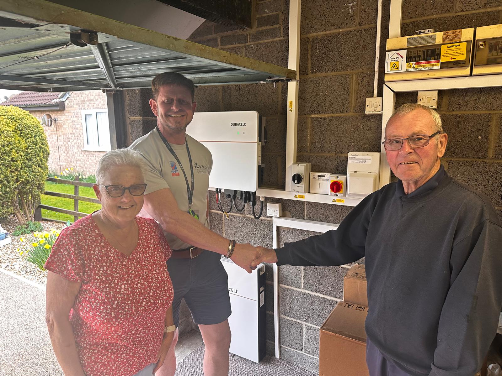 solar panel system including homebattery handovered by UK Eco Energy Solutions LTD Solar system testing and homeowner training with app for real-time energy monitoring.