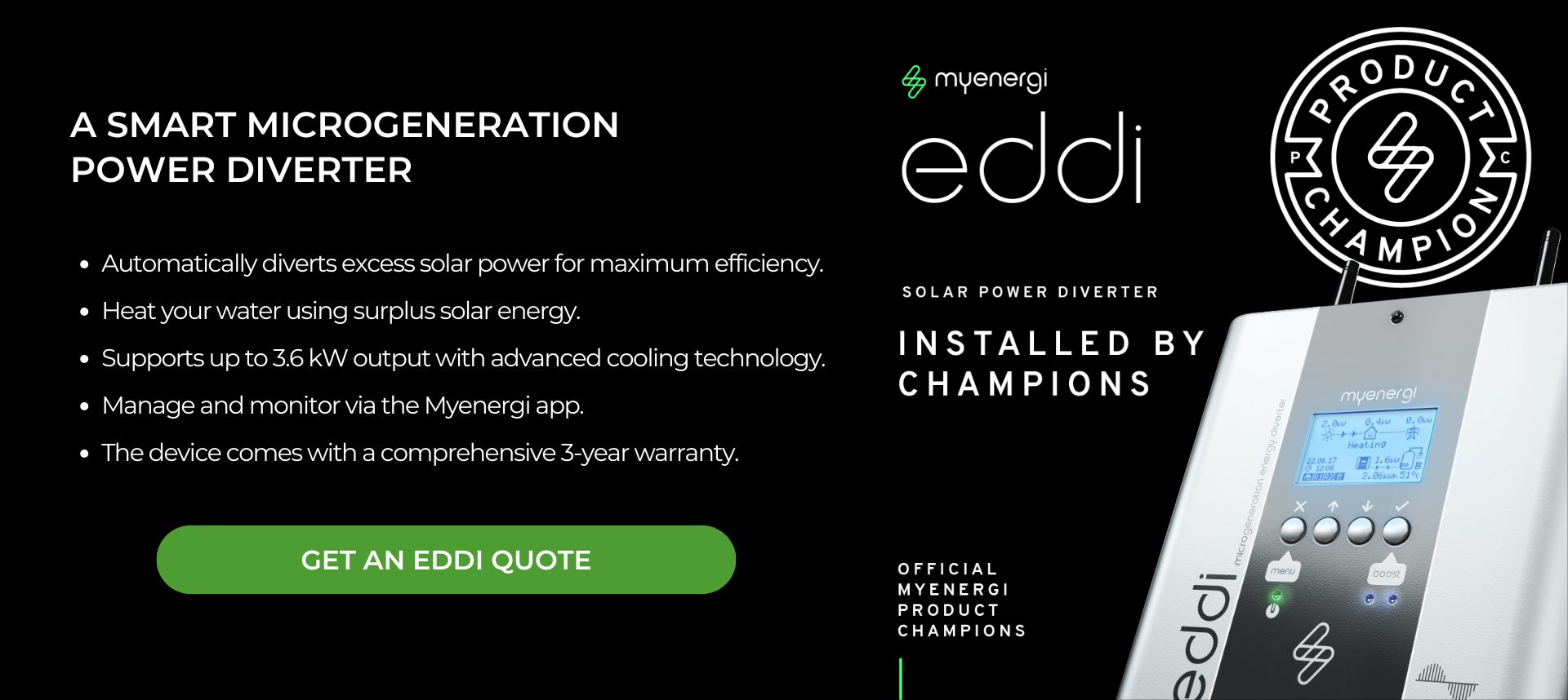 Eddi - a smart microgeneration power diverter installed by UK Eco Energy Solutions