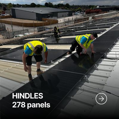 Commercial solar panel installation at Hindles in Lincoln