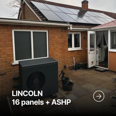Combined solar panel and air source heat pump system in Lincoln