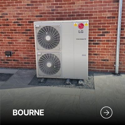 LG air source heat pump providing heating for a family home in Bourne Lincolnshire.