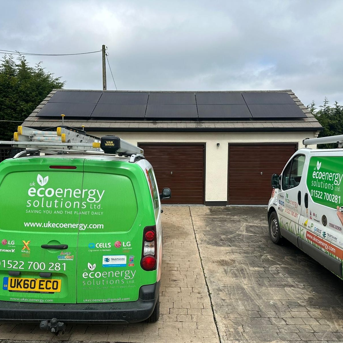 Solar panels on garage roof providing renewable energy in Lincoln