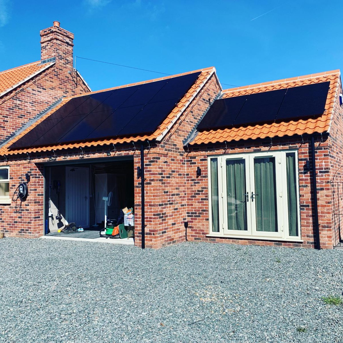 Solar power system fitted on a garage in Lincoln Lincolnshire